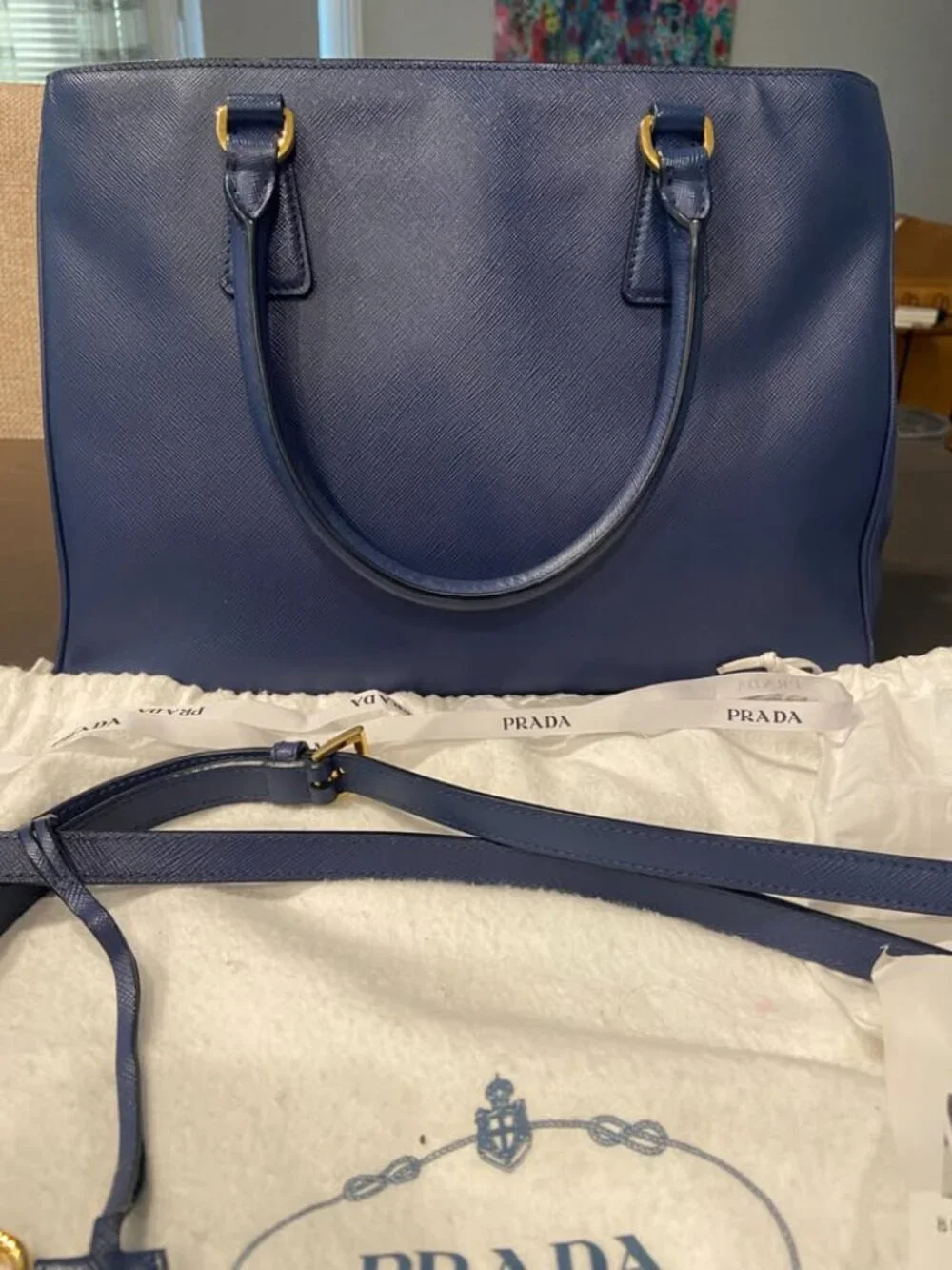 PRADA Saffiano Lux - color bluette (true navy blue) - Picture 3 of 7